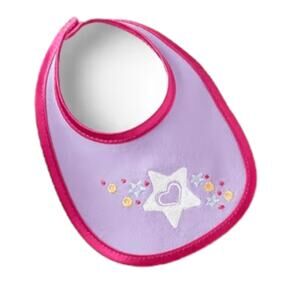 American Girl BITTY BABY Doll BIB 6" Embroidered Purple Pink Feed Care Accessory